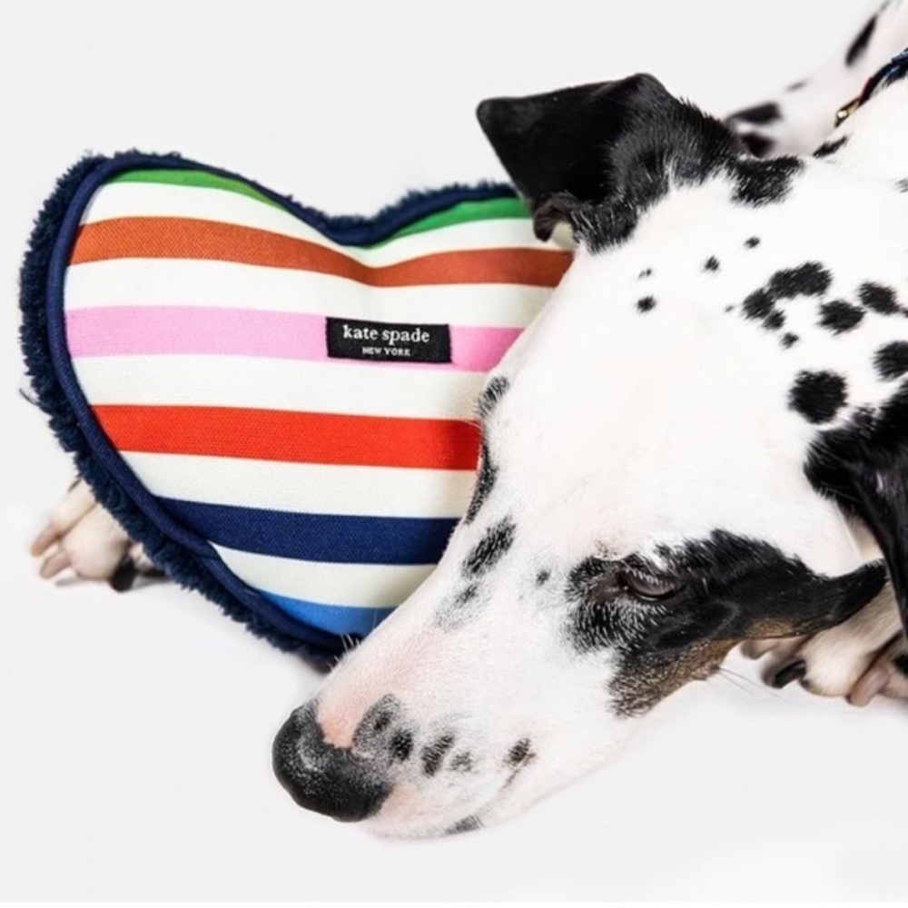 NWOT Kate Spade stripe heart dog toy